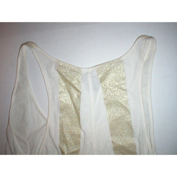 New Womens Designer True Religion Gold Metallic Beige M Tank Top Tunic Soft Moda - Picture 6 of 6